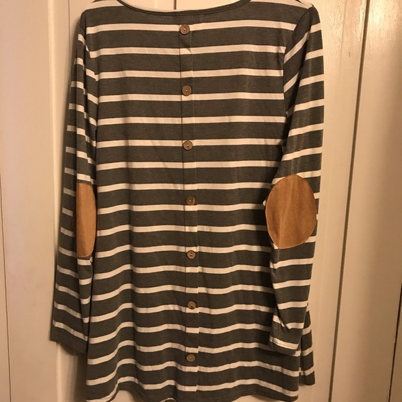 Striped Elbow Patch Top - Picture 2 of 2
